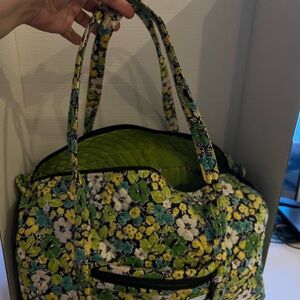 Laura Ashley Floral Travel Bag with Green and Yellow Accents